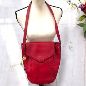 Yves Saint Laurent Stunning Red Vintage Bucket Crossbody Bag